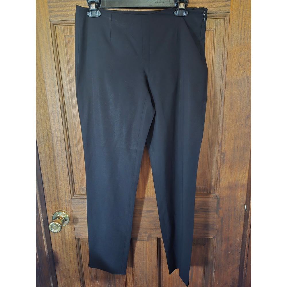 Theory Black Virgin Wool Blend Side Zip Slim Tapered Dress Pants Womens 4